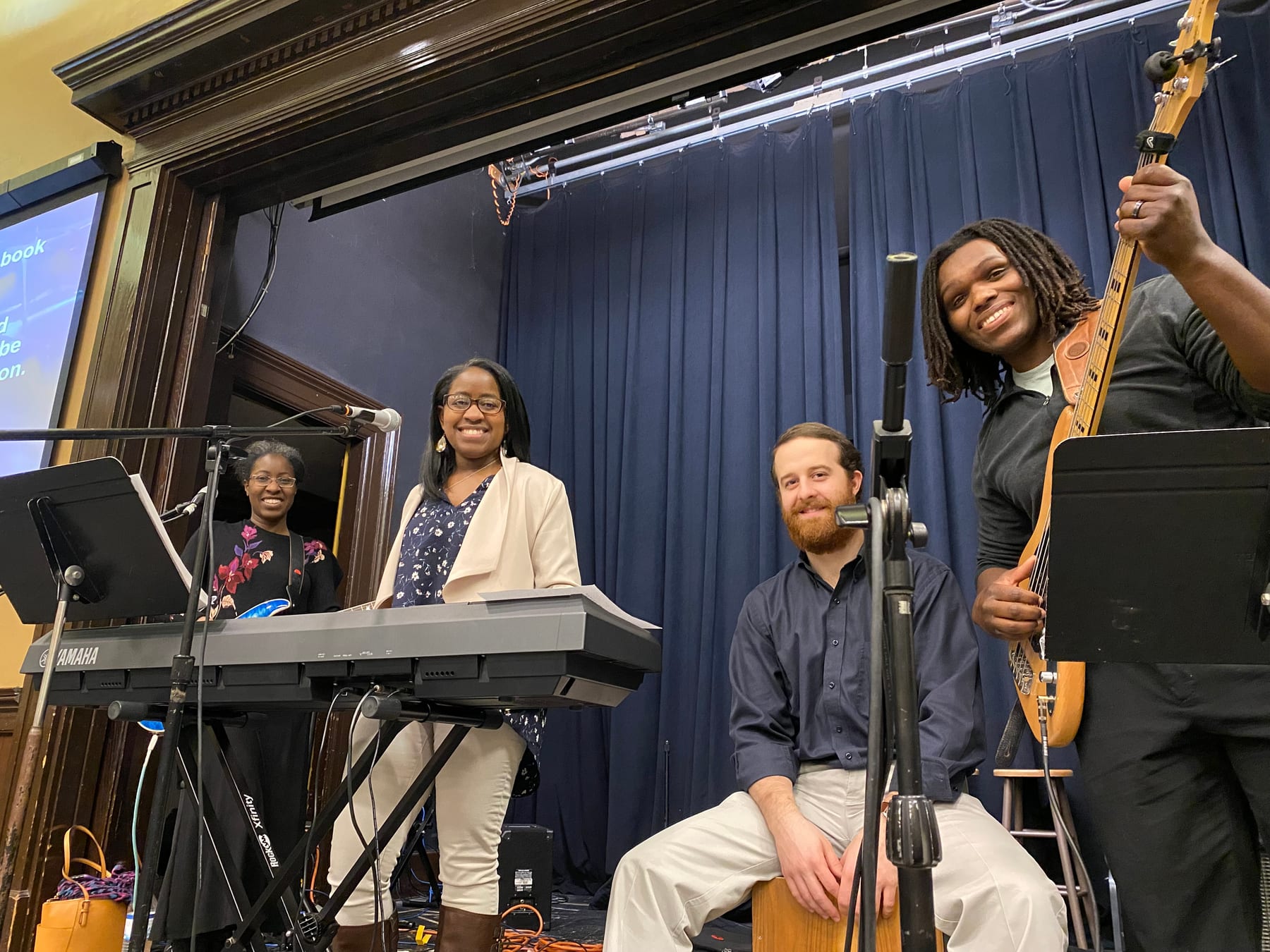The Melchizedek Christian Church worship team on stage